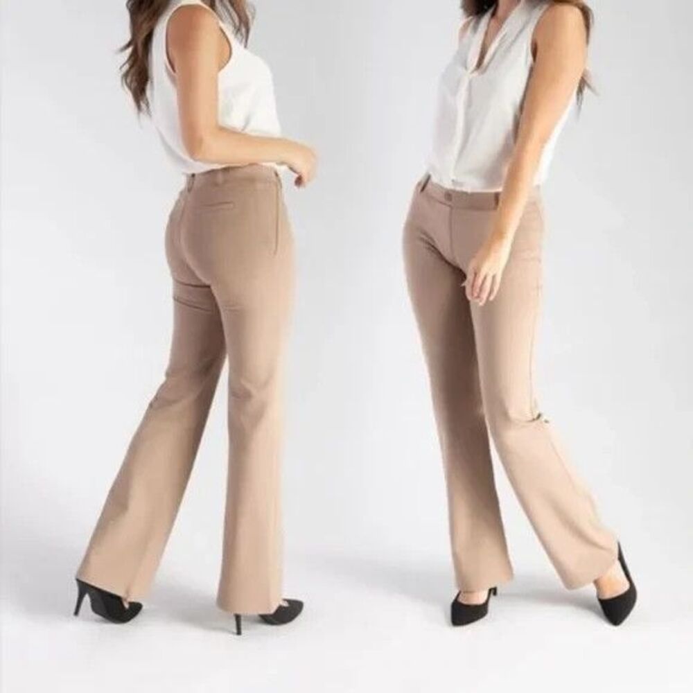Betabrand Tan Khaki Pull-on Boot Leg Stretchy Twill Pant XS Petite Work Casual